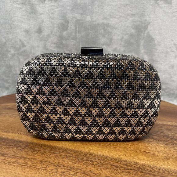 Whiting and Davis Clutch Structured Snake Chain Clasp Evening Formal 6" Wide - Picture 3 of 16